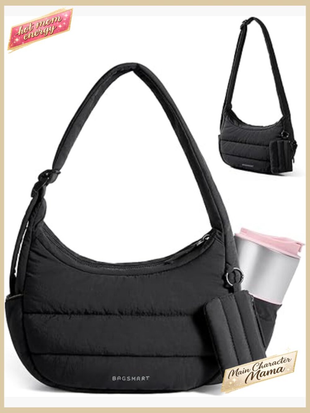 Quilted Puffer Crossbody Bag Lightweight Fluffy Hobo Handbag Puffy Pouch